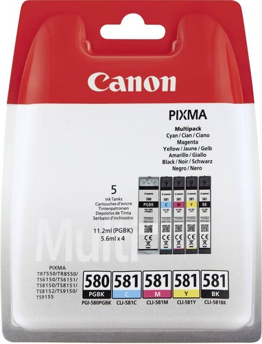 Canon PGI580CLI581CMYKK Ink Multipack Of 5 078C005AA