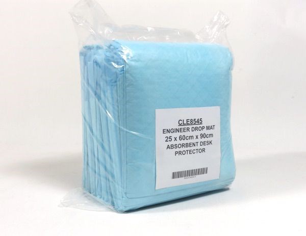 Engineer Drop Mat 25 PK 60cm x 90cm Absorbent Desk Protector
