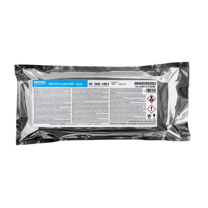 Mutoh 220 ml UH21 LED UV Ink Cassette Cyan